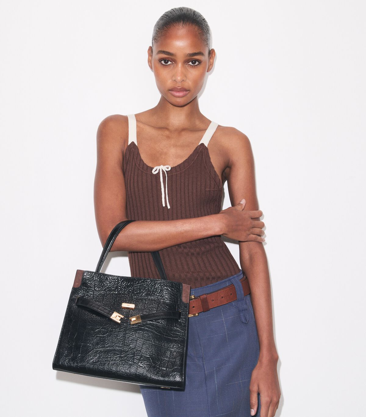 tory burch small lee radziwill embossed double bag
