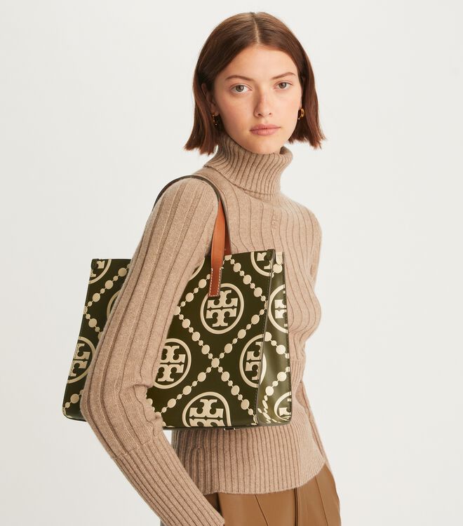 Tory Burch T Monogram Embossed Suede Small Shoulder Bag In Leccio