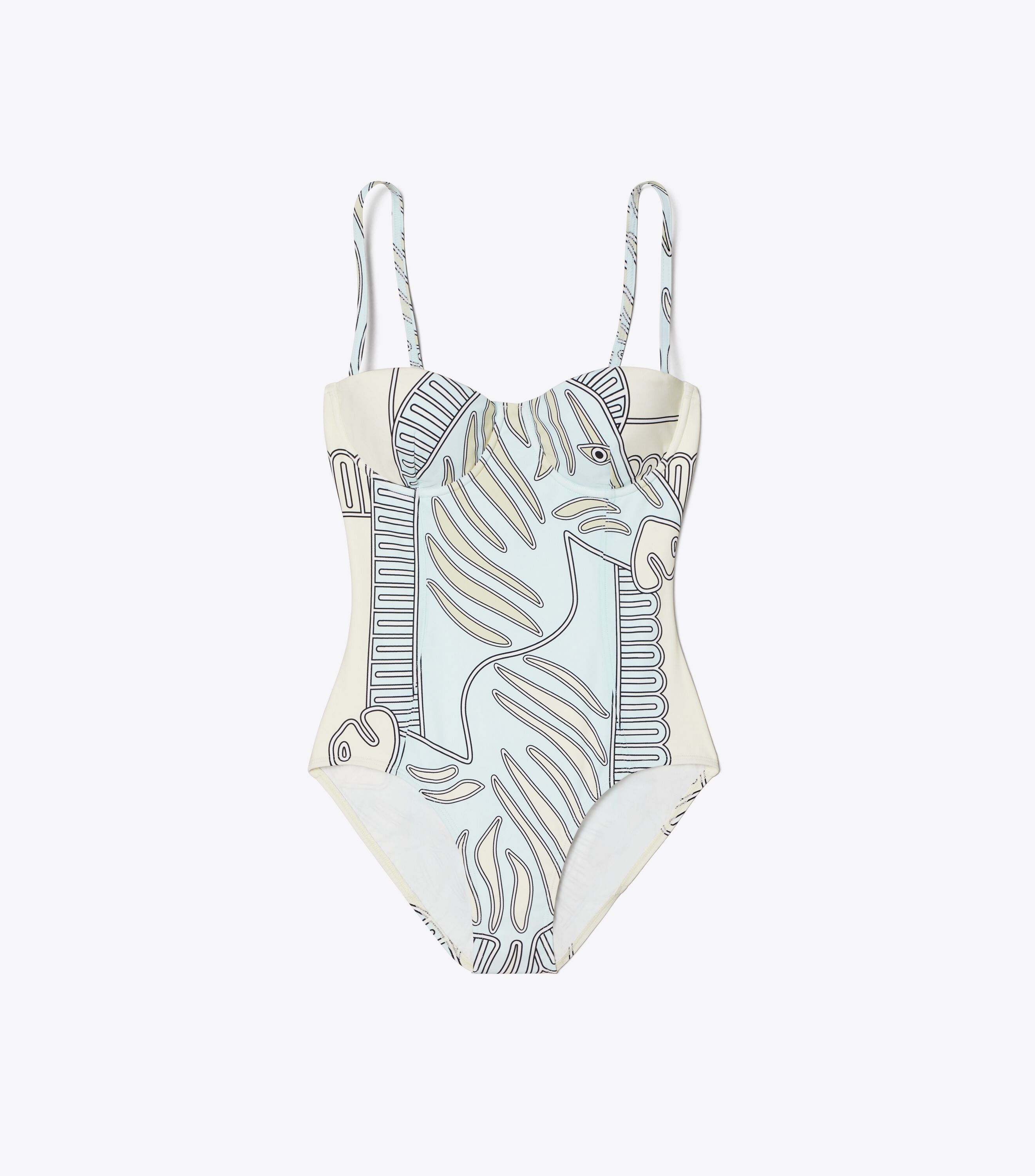 Printed Underwire One-Piece Swimsuit, Blue Zebra Scarf | Tory Burch KW