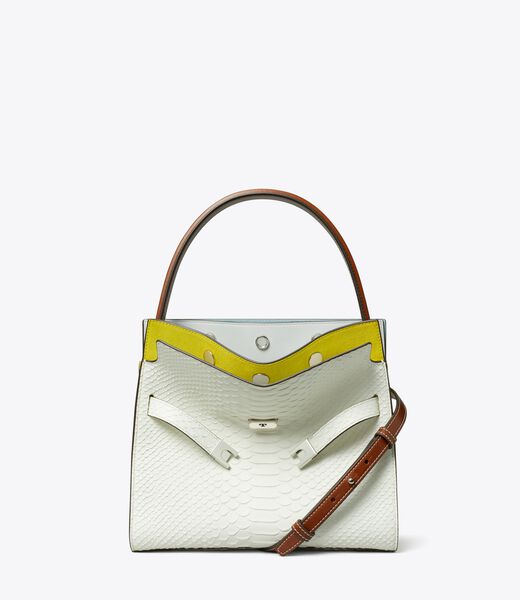 tory burch small lee radziwill snake embossed double bag