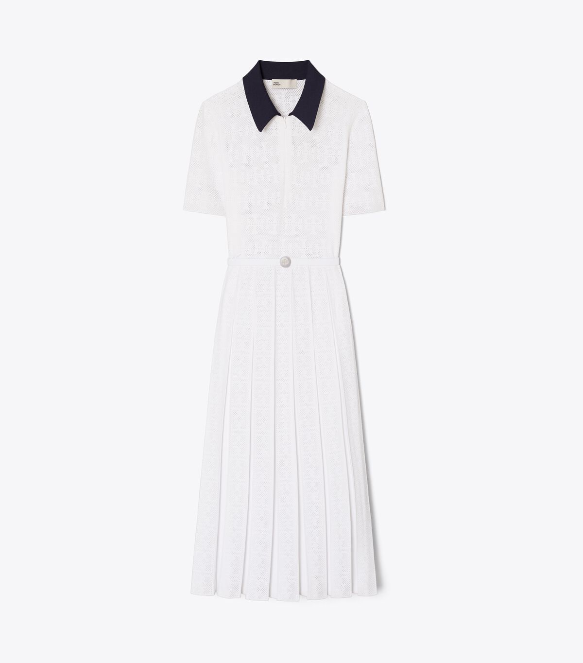 tory burch t monogram pointelle pleated dress