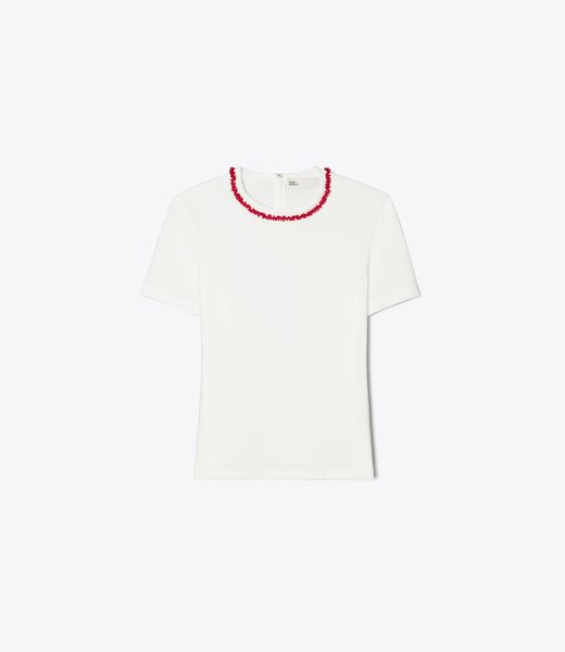 tory burch embellished cotton t shirt