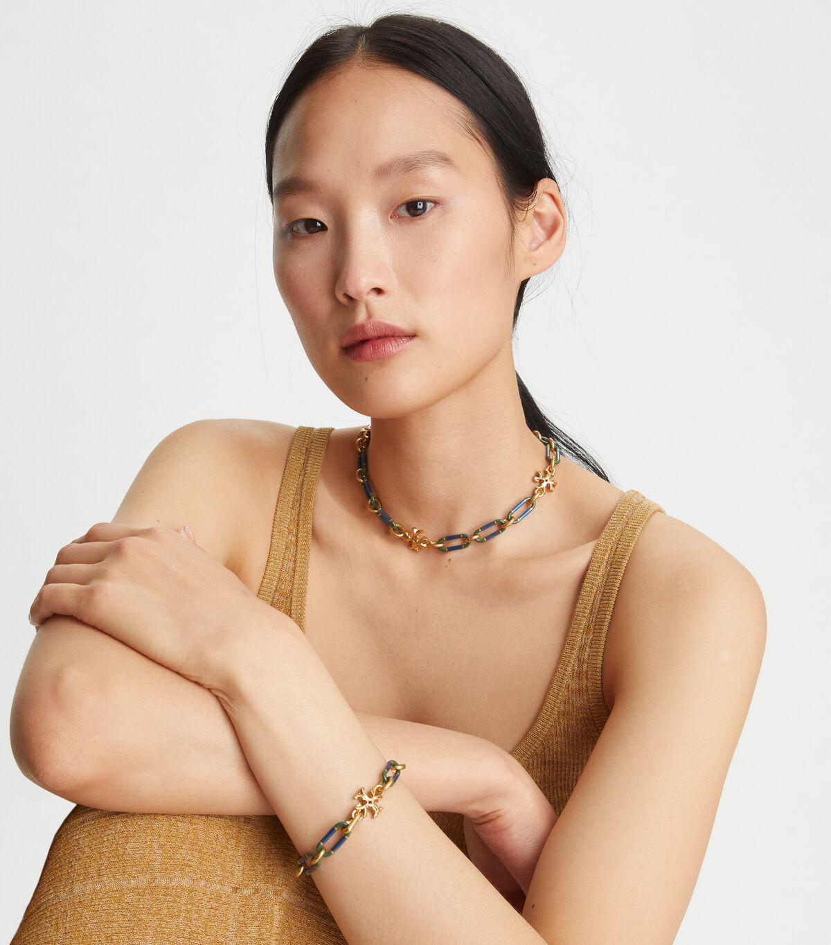 tory burch roxanne chain short necklace