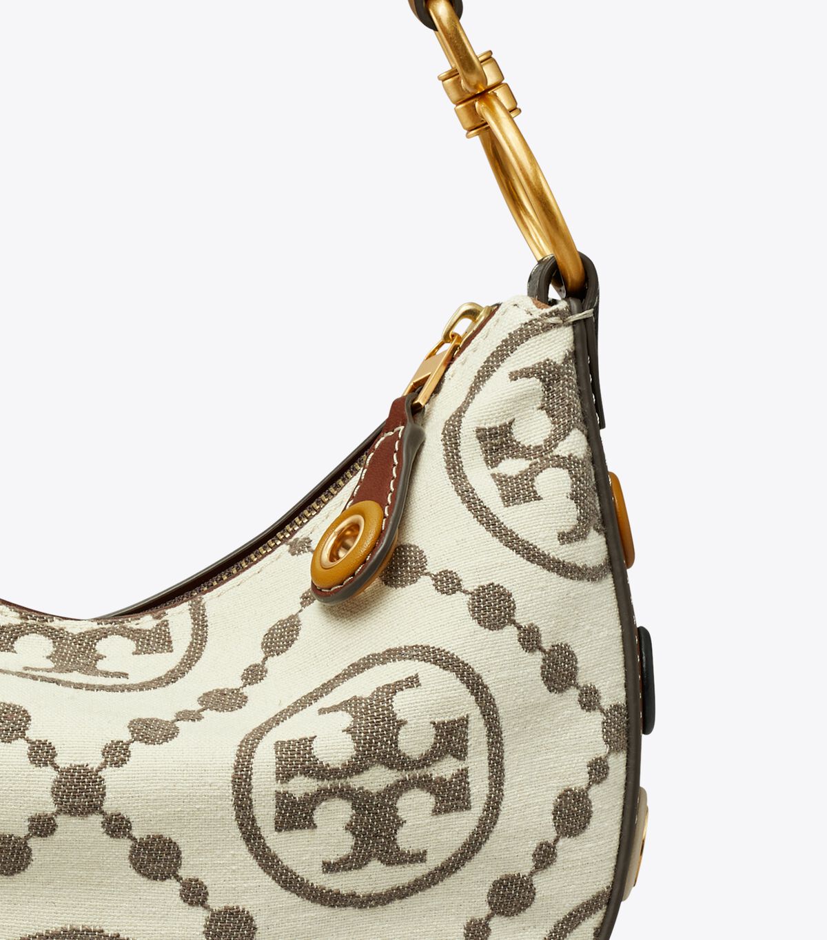 tory burch t monogram grommet mini crescent bag