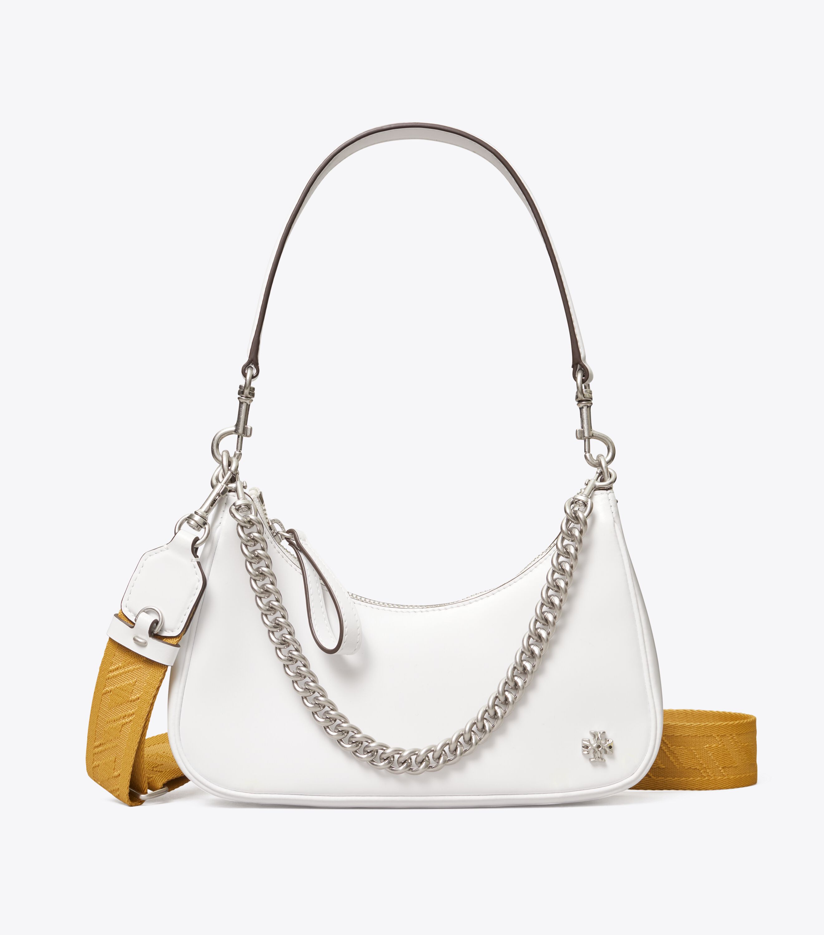 Small 151 Mercer Spazzolato Crescent Bag, White | Tory Burch KW