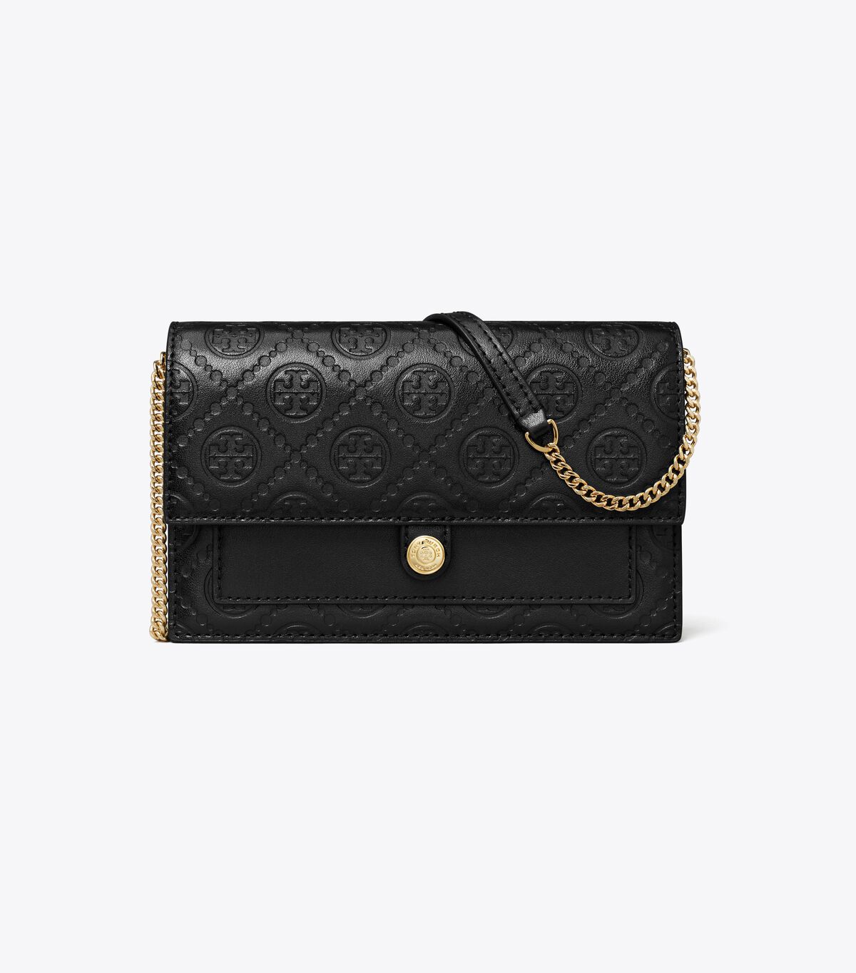 tory burch t monogram leather chain wallet