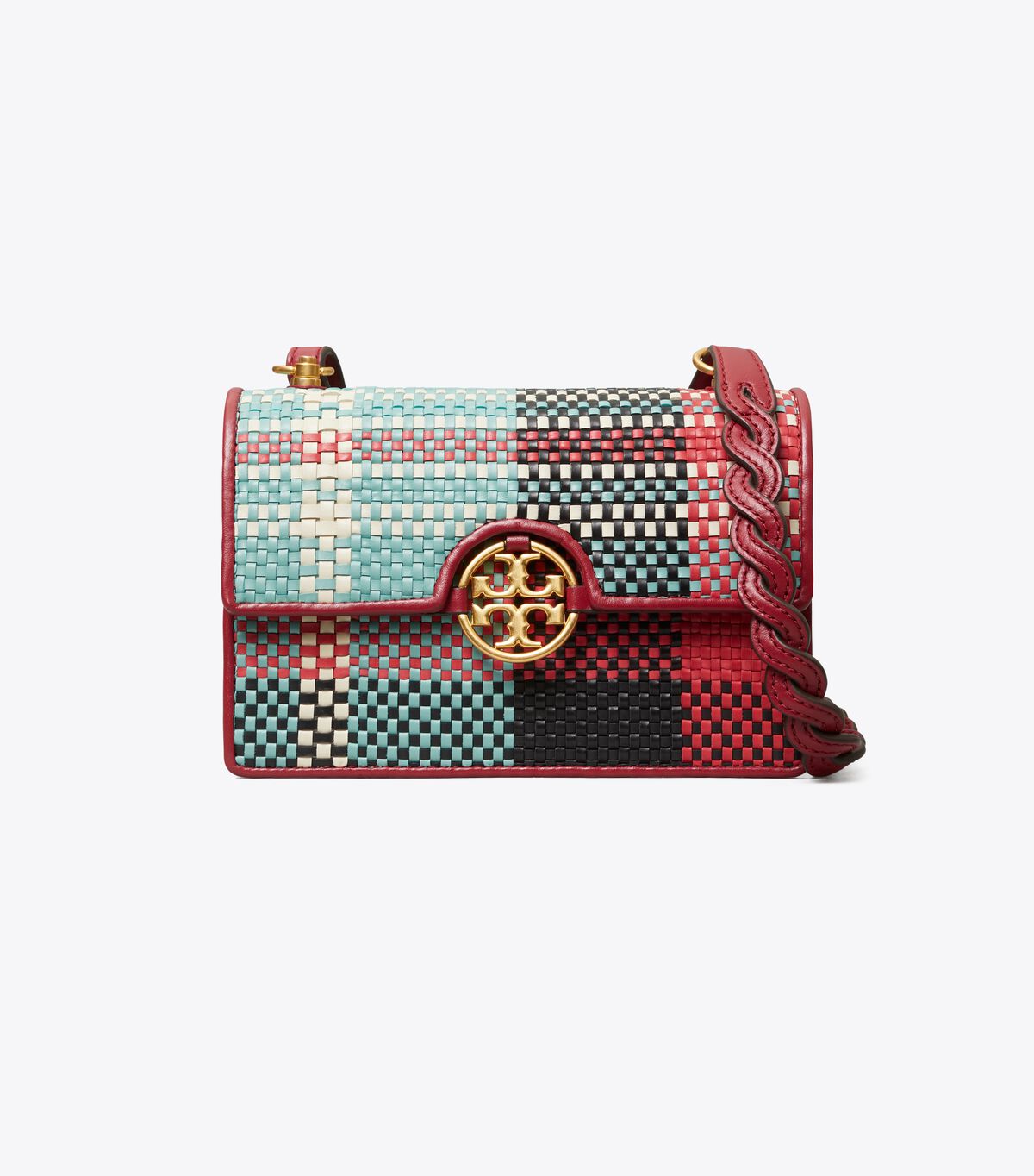tory burch miller woven plaid mini bag