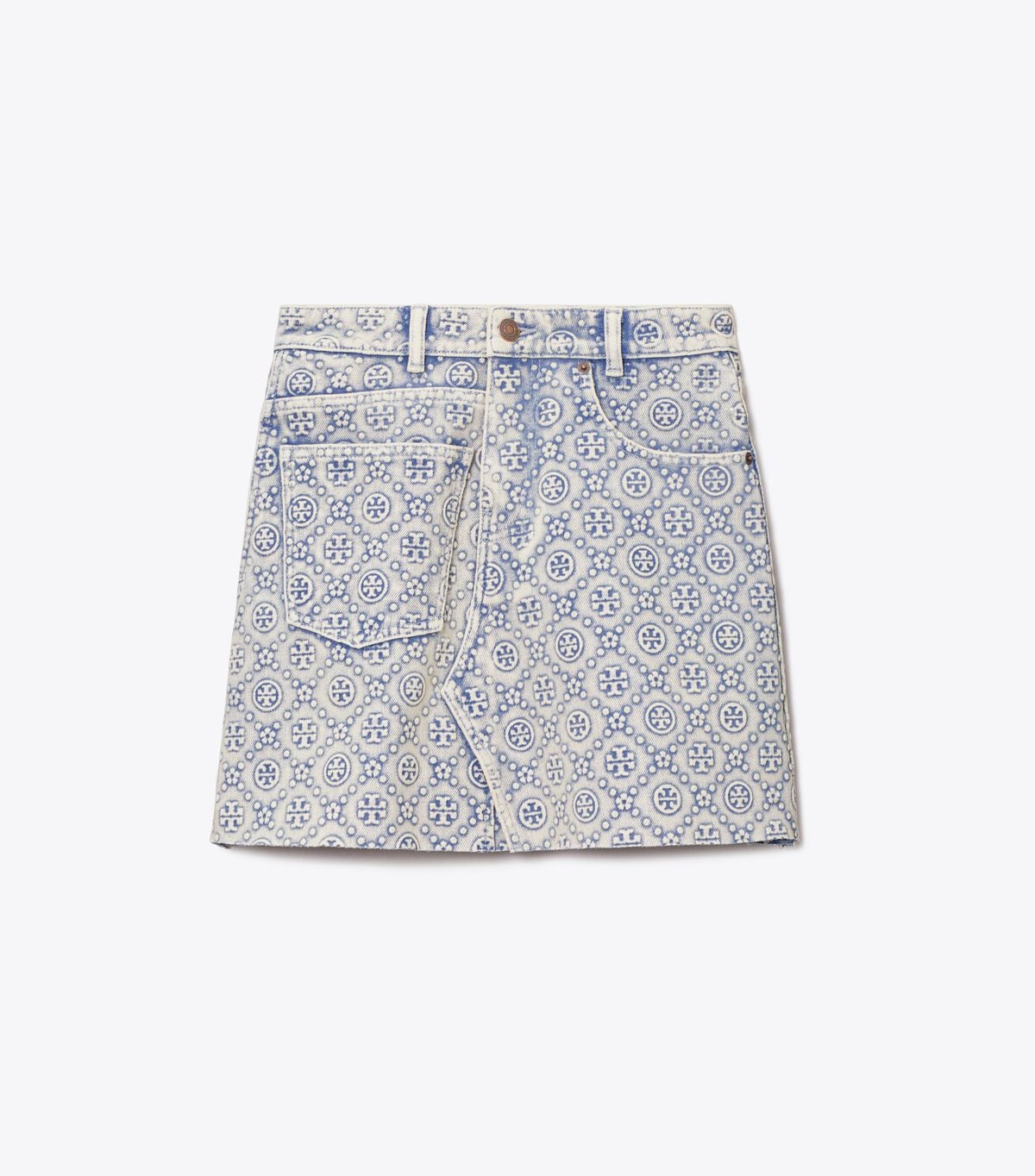 tory burch t monogram denim mini skirt
