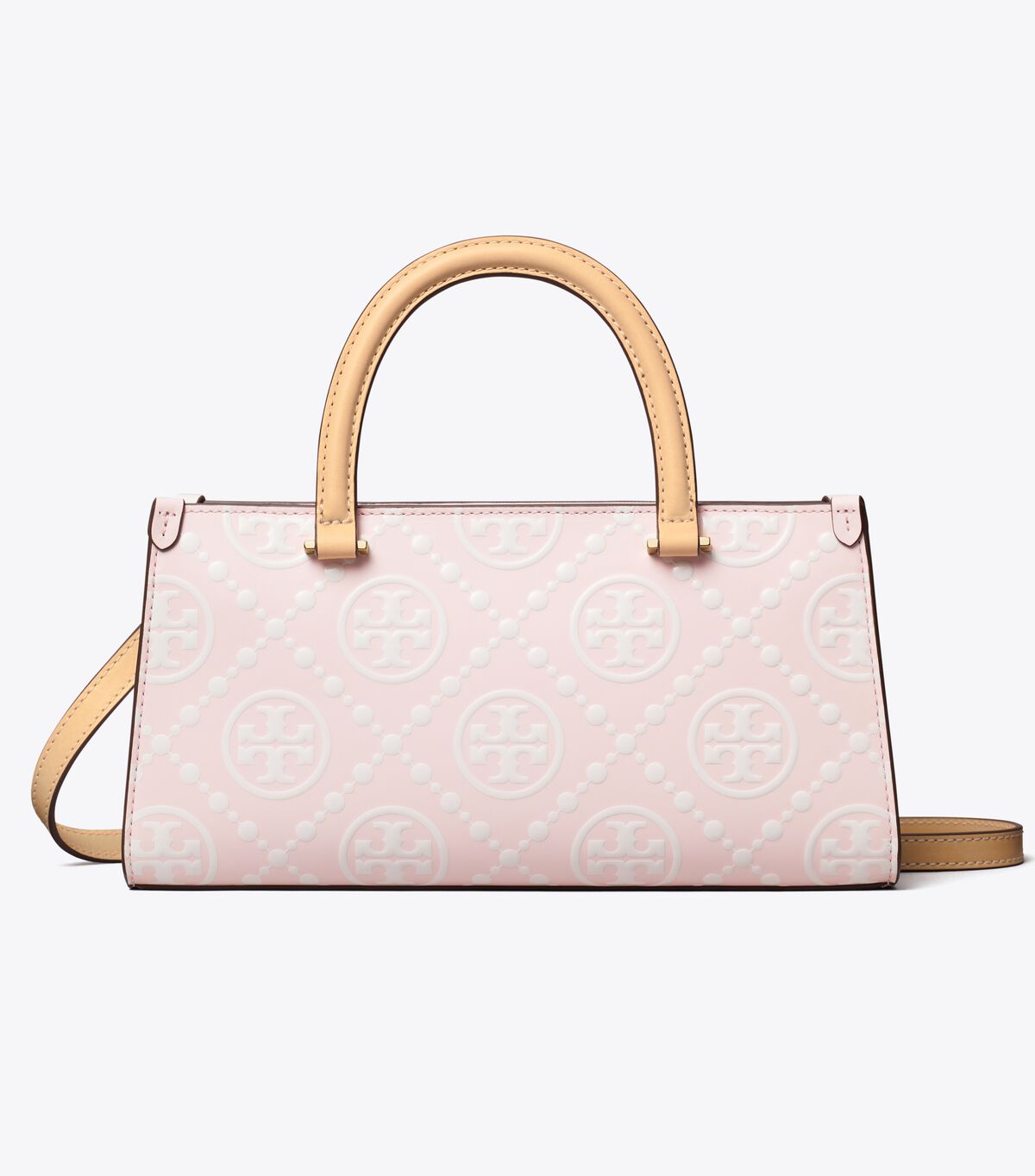 tory burch t monogram contrast embossed small east west tote