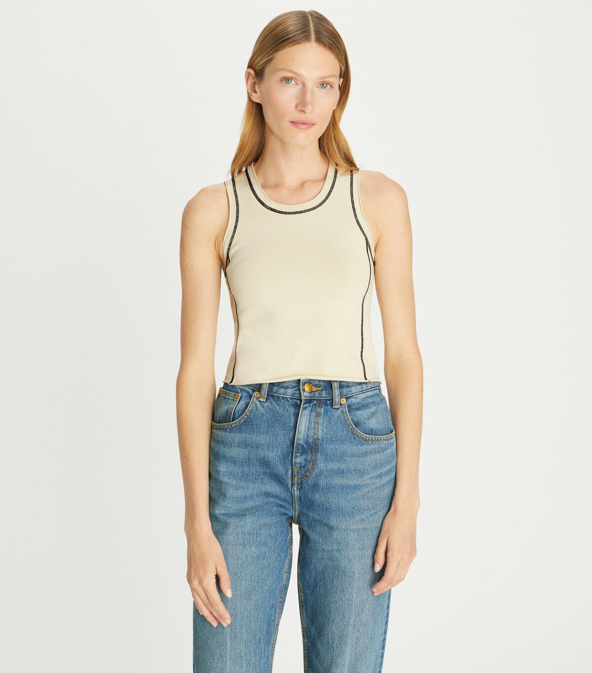 tory burch viscose cropped knit tank