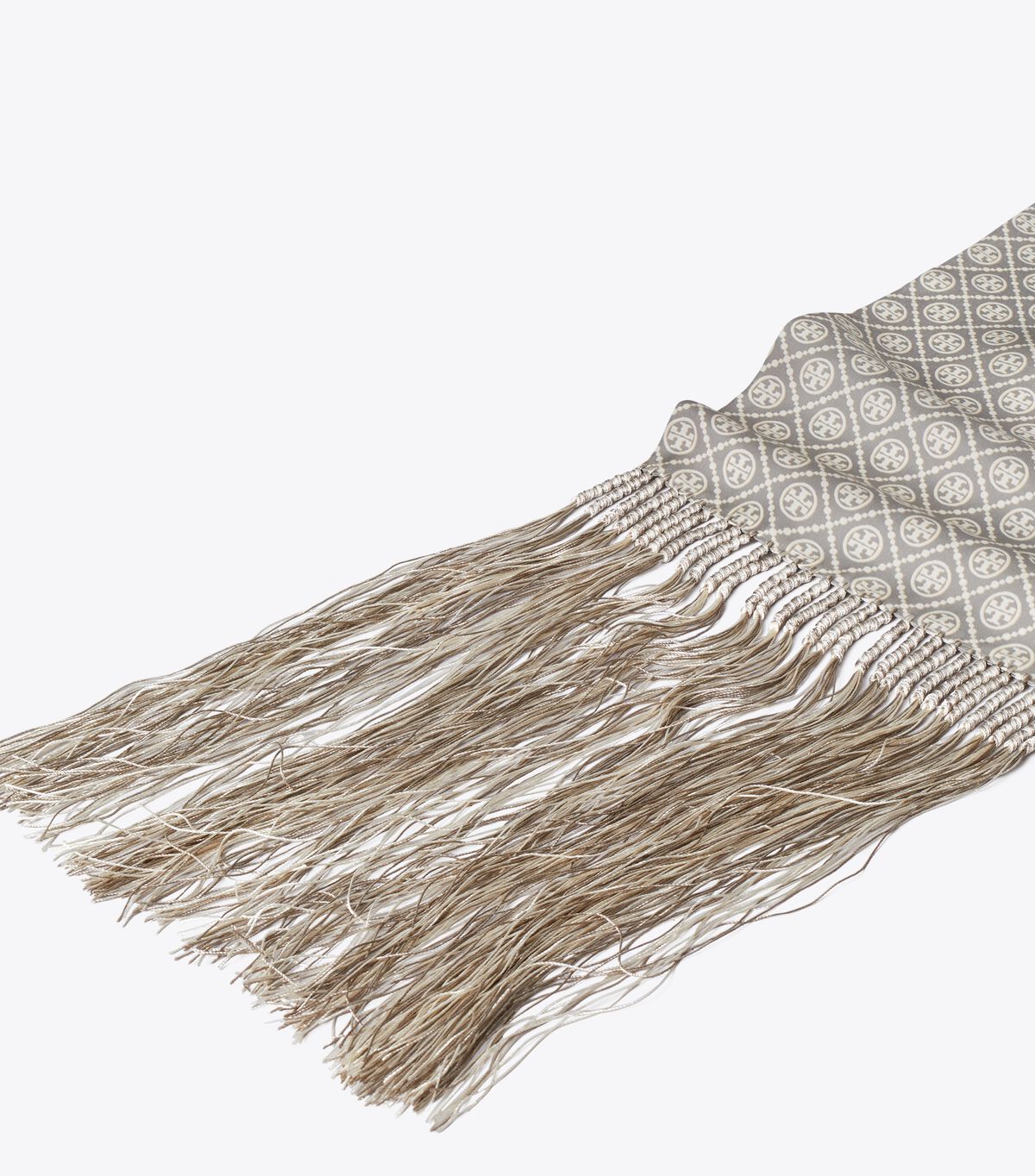 tory burch t monogram fringed oblong scarf