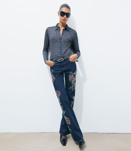 tory burch embellished bootcut jean
