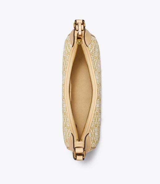 tory burch t monogram raffia crescent bag