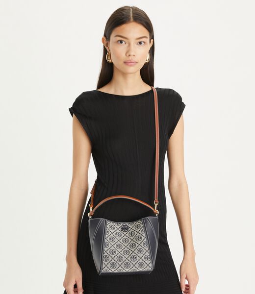 tory burch small t monogram mcgraw bucket bag