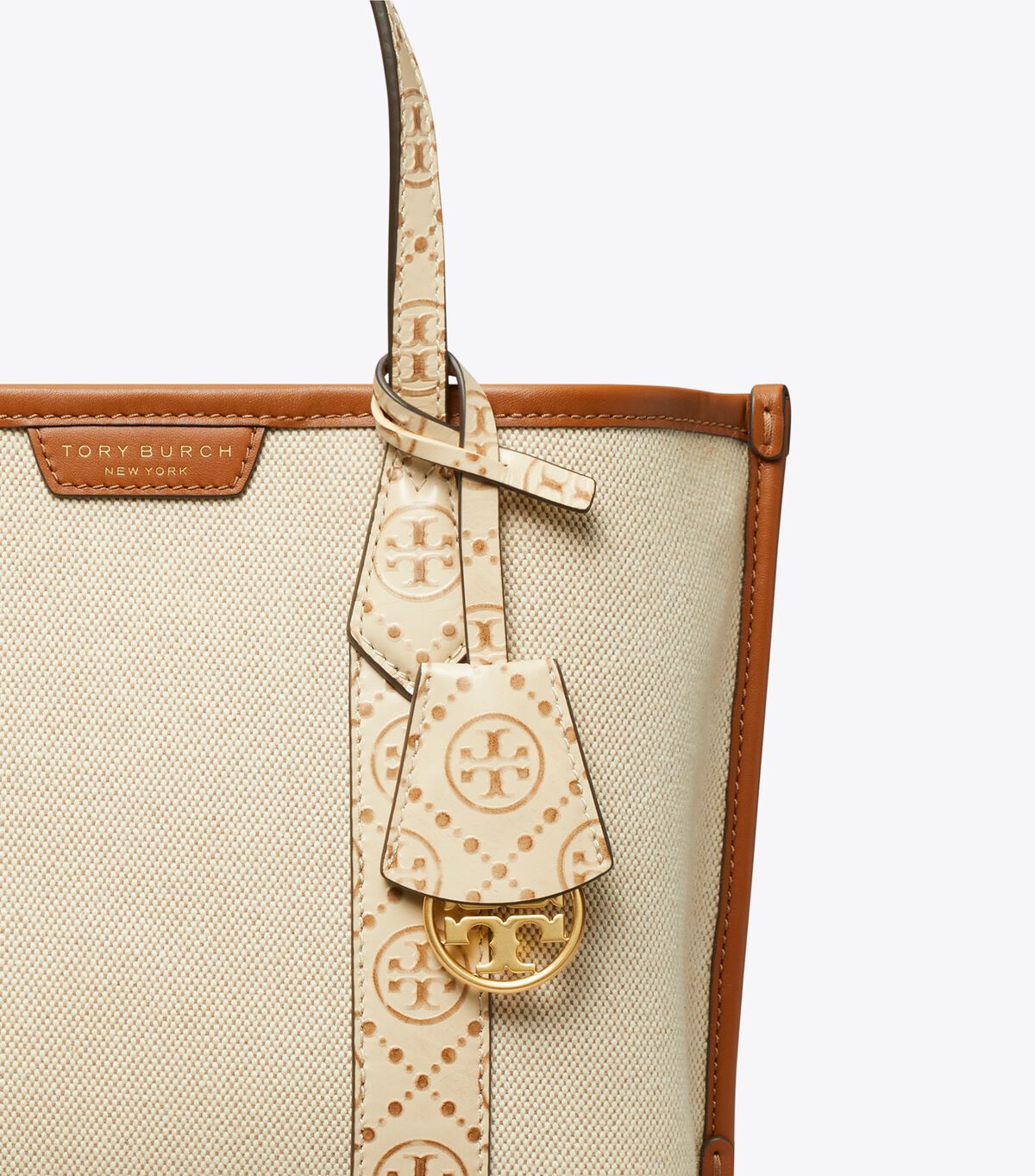 tory burch small perry canvas triple compartment tote