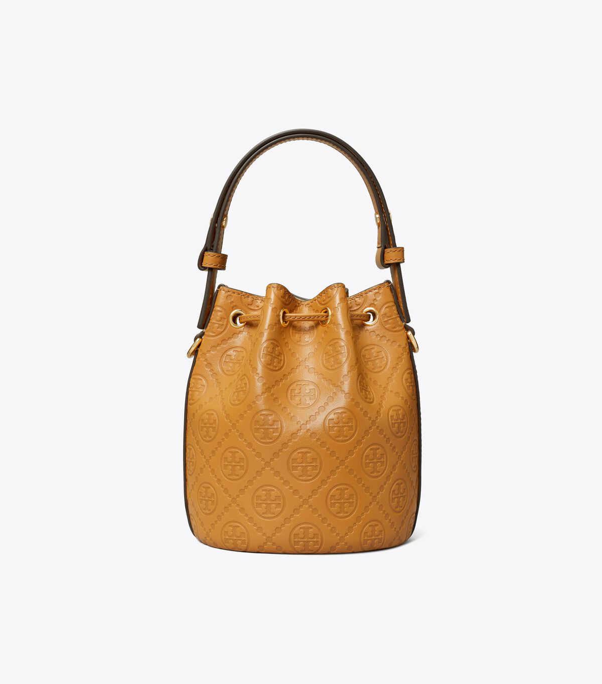 tory burch t monogram leather mini bucket bag
