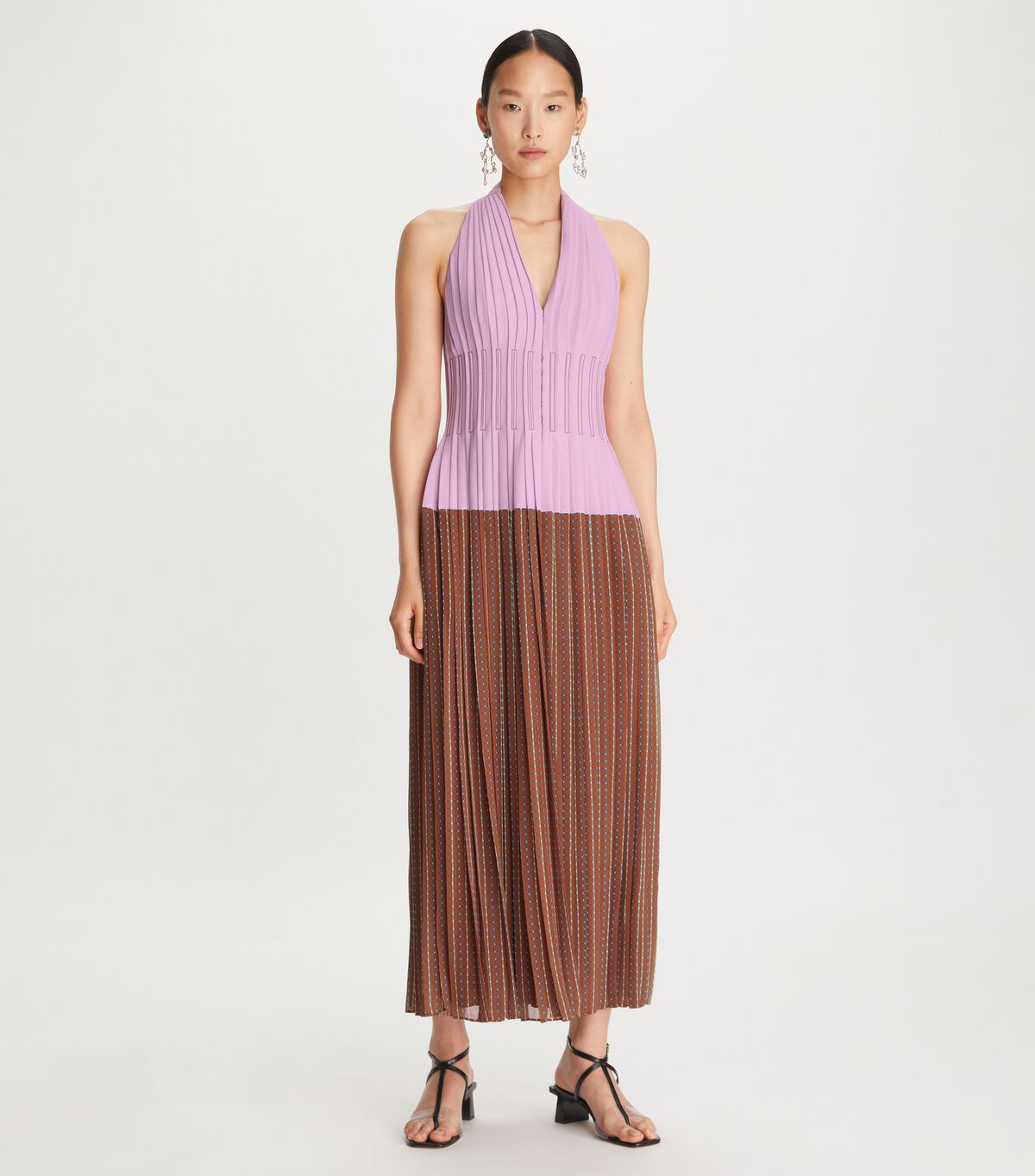 tory burch halter pleated dress