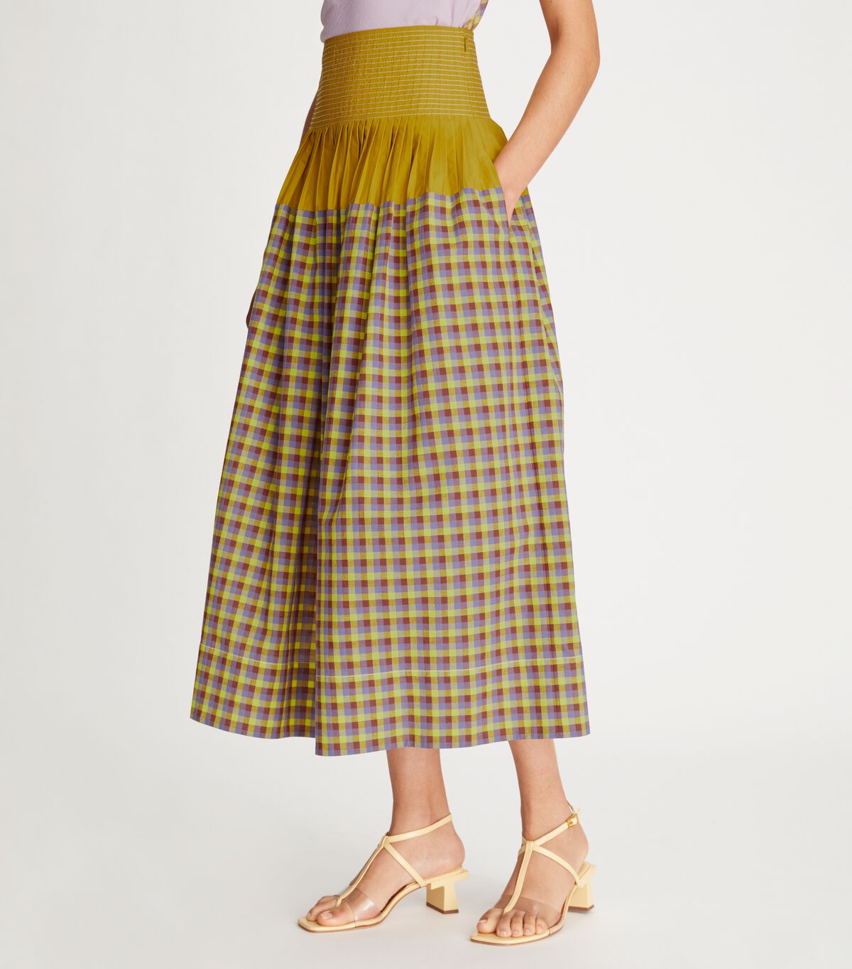 tory burch veronica plaid colorblock skirt
