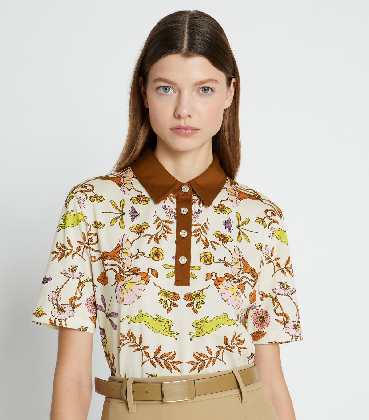 tory burch printed mercerized cotton polo