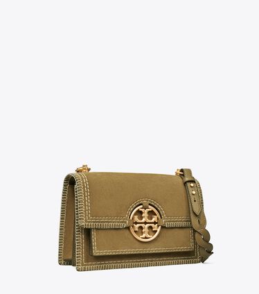 Miller Suede Stitched Flap Shoulder Bag