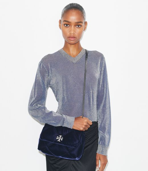 tory burch حقيبة كتف كيرا دايموند كوالت فيلفيت بافيه صغيرة