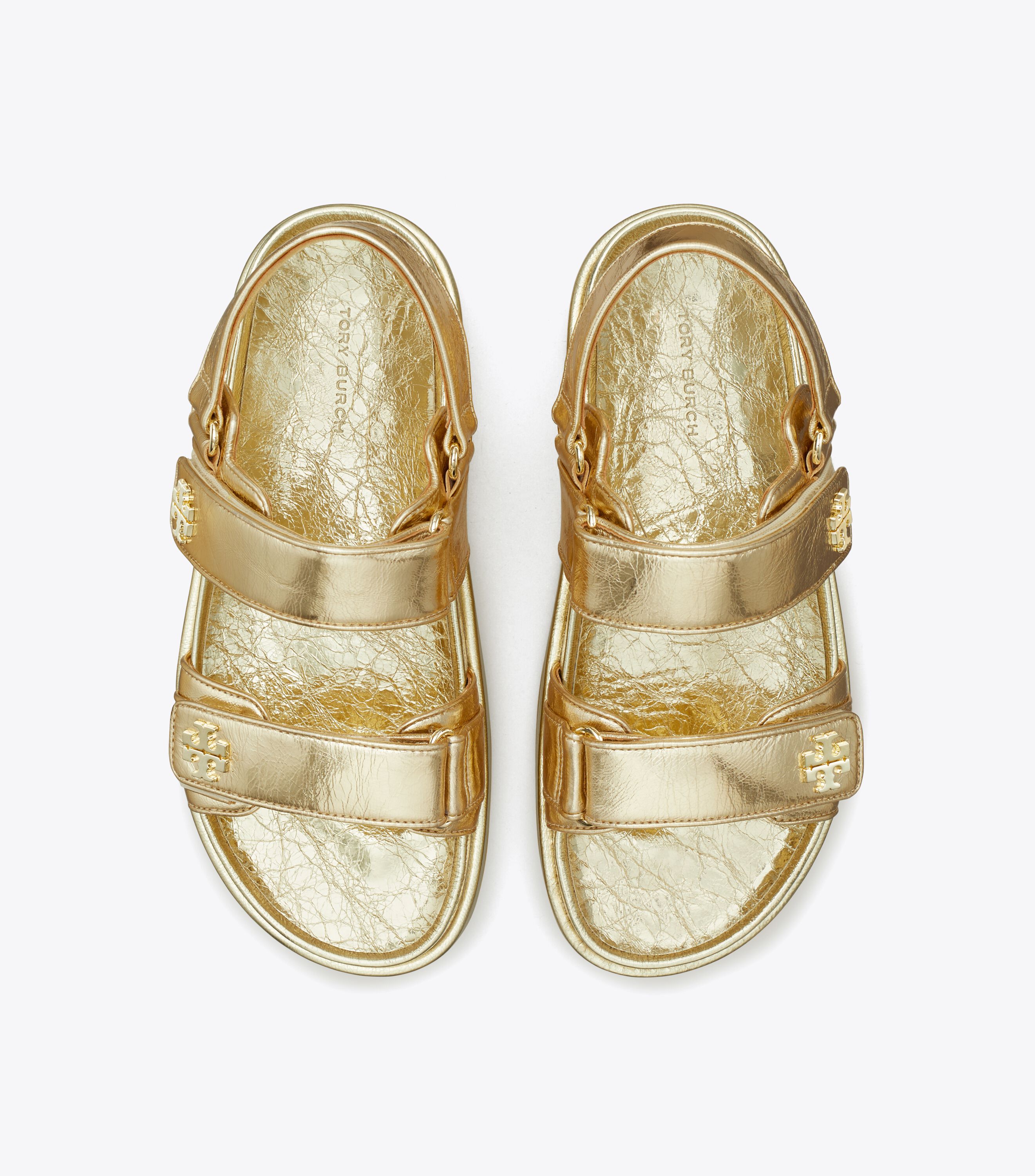Tory burch gold sandals sale on sale