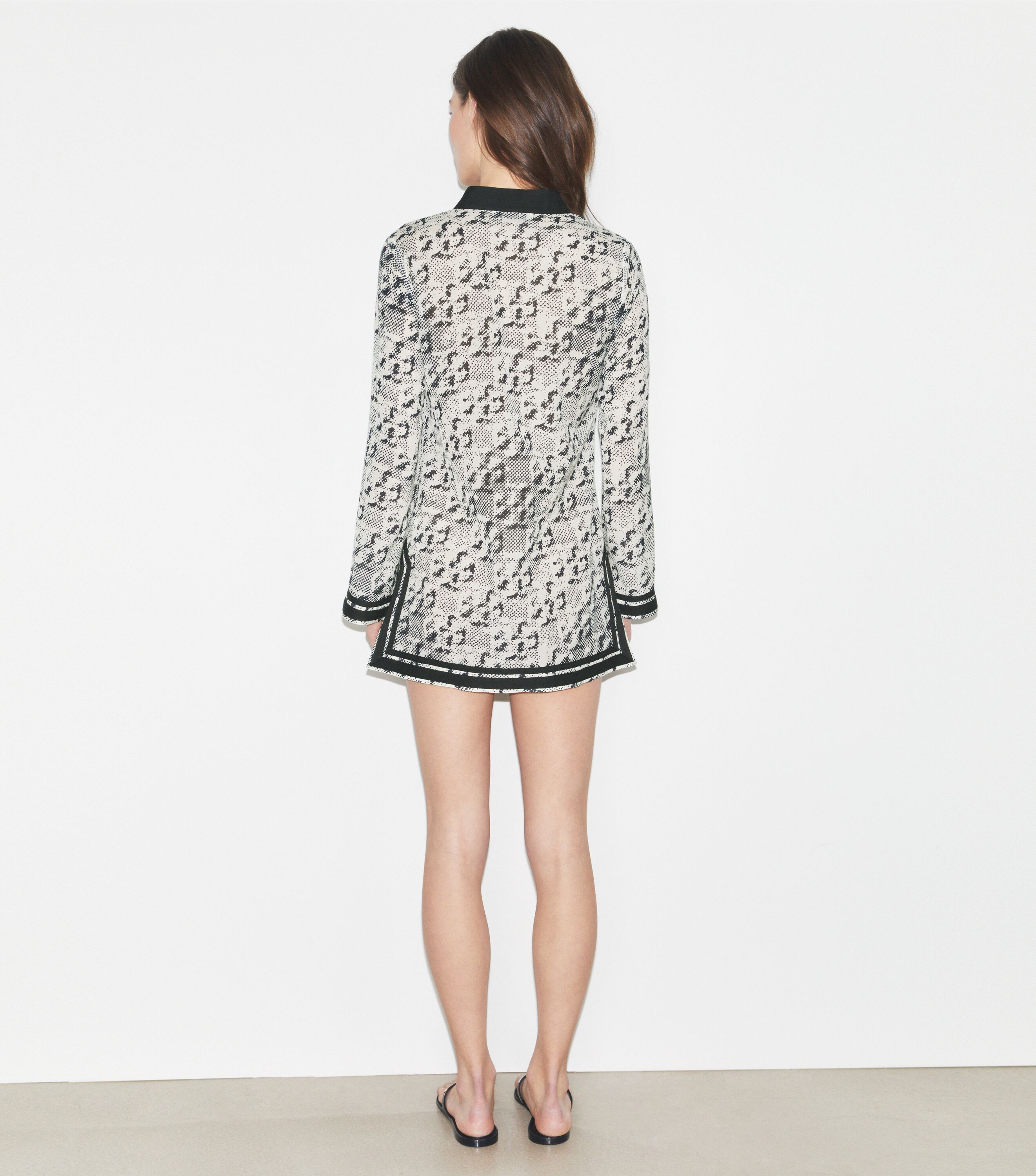 Tシャツ・カットソー TORY BURCH Silk and cotton tunic with pixelated logo print Silk Camp Shirt: Women's Designer Coverups | Tory Burch