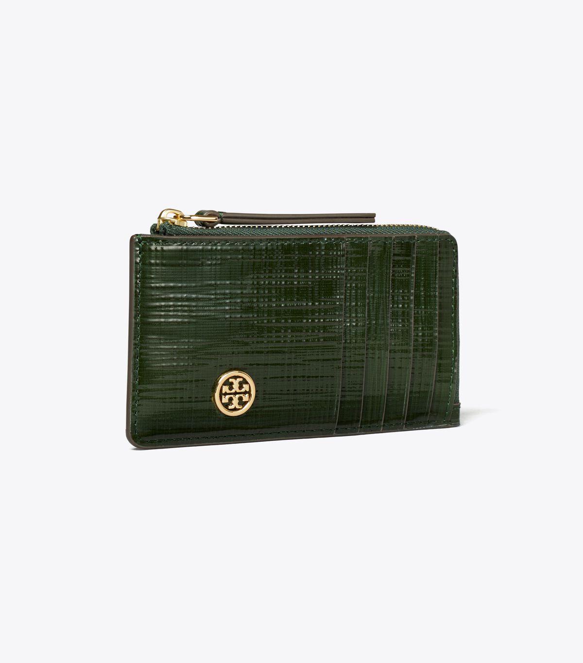 tory burch robinson crosshatched zip card case