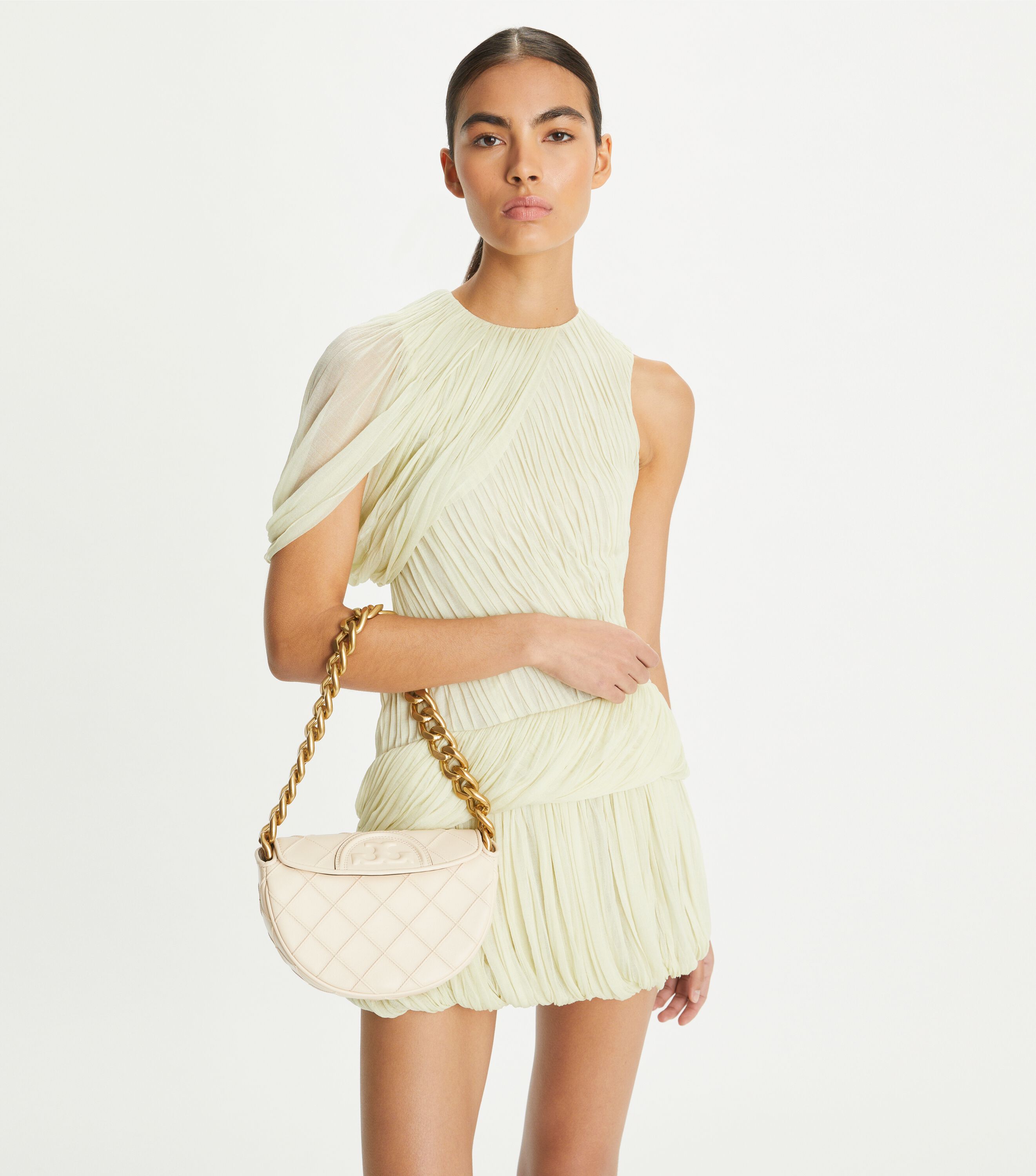 Mini Fleming Soft Crescent Bag, New Cream | Tory Burch KW