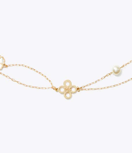 tory burch قلادة كيرا كلوفر متعددة الطبقات