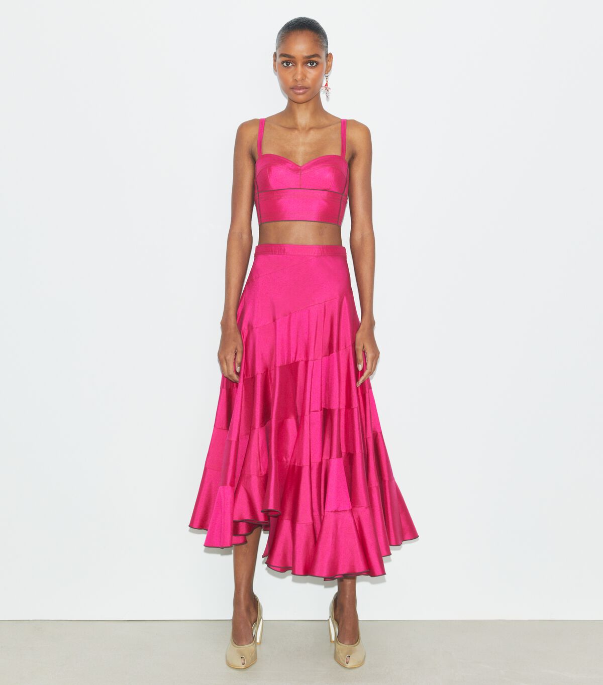 tory burch flared cotton silk skirt