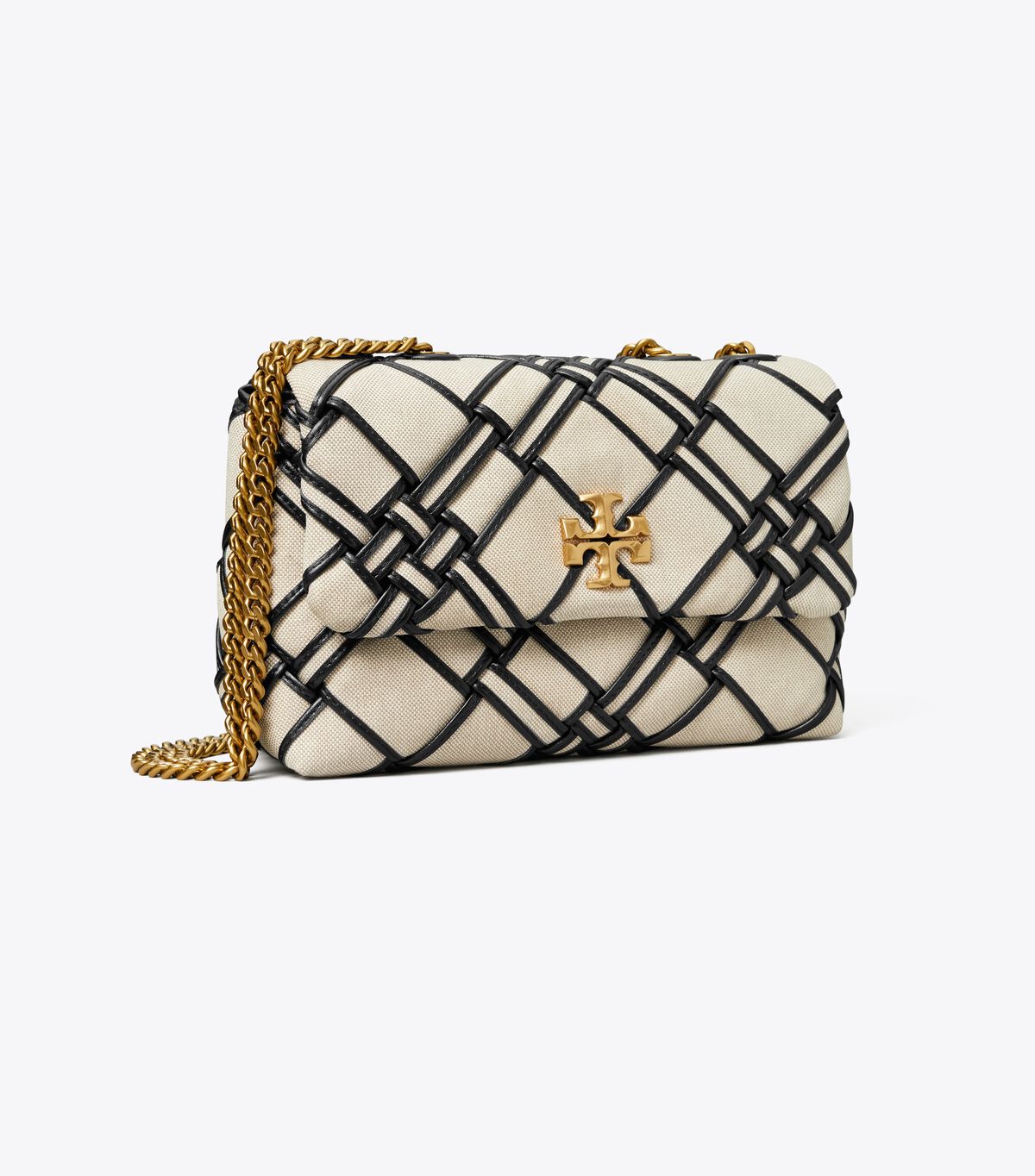 tory burch small kira woven canvas convertible shoulder bag