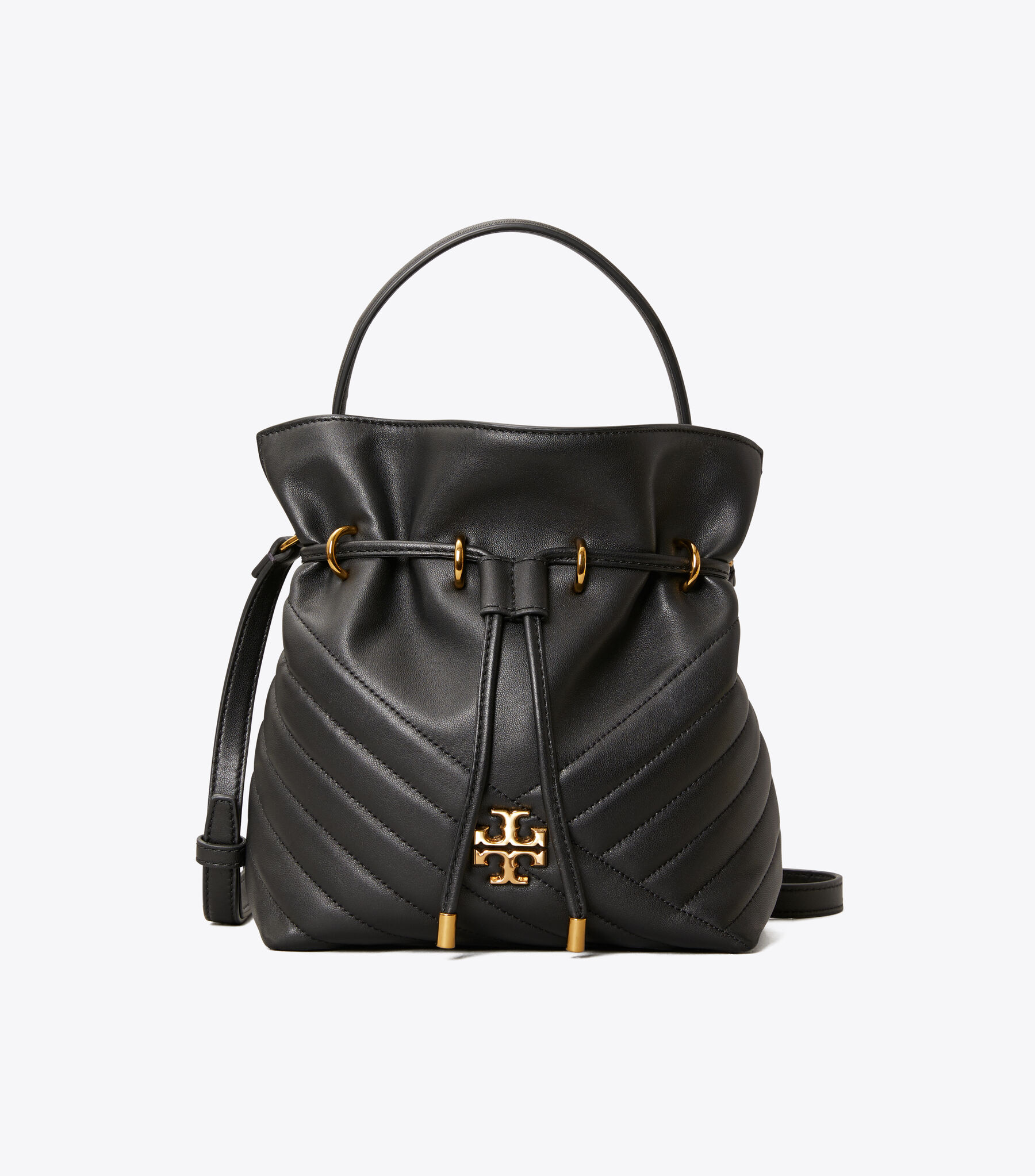 Kira Chevron Mini Bucket Bag, Black | Tory Burch KW