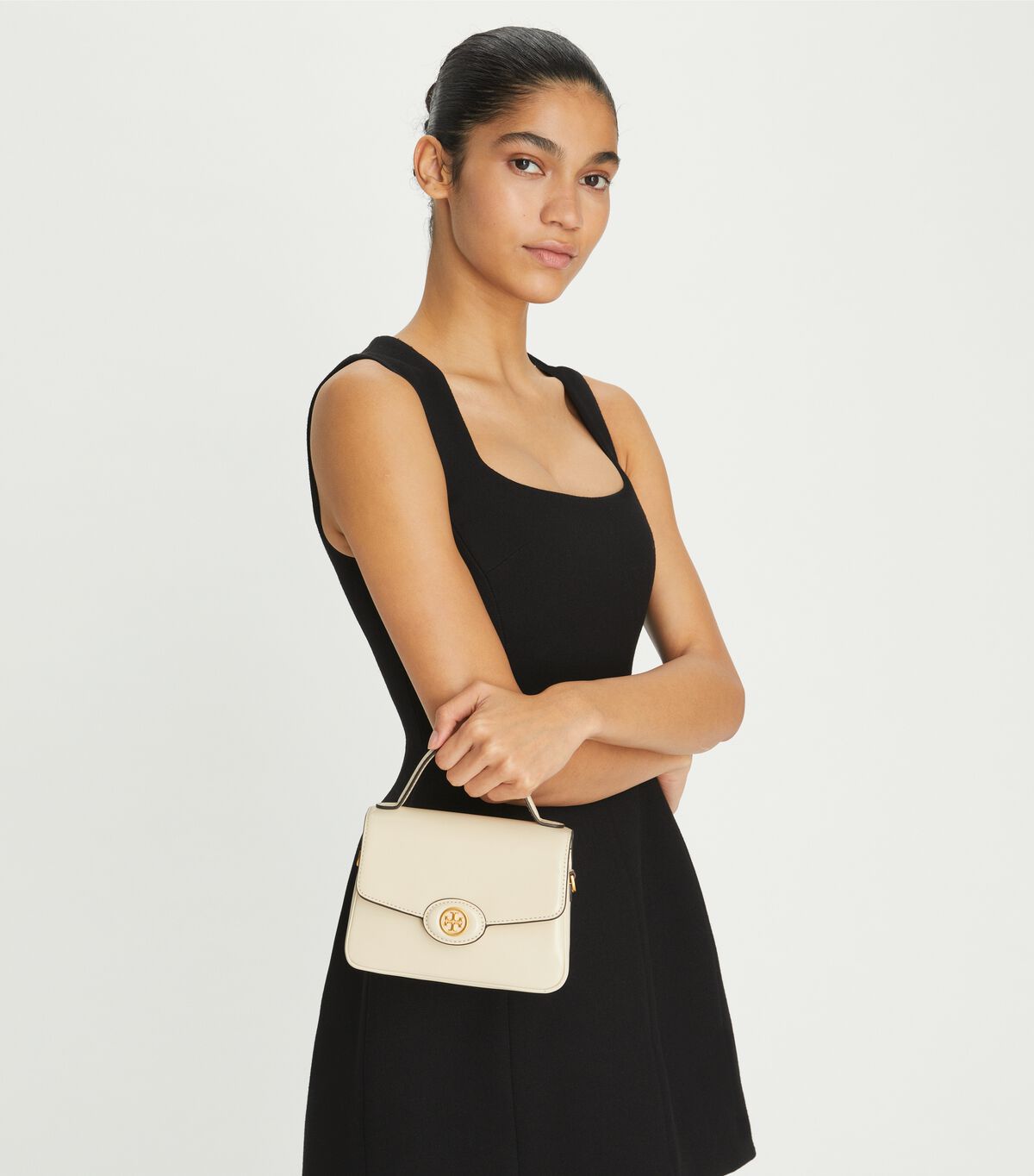 tory burch small robinson spazzolato top handle bag