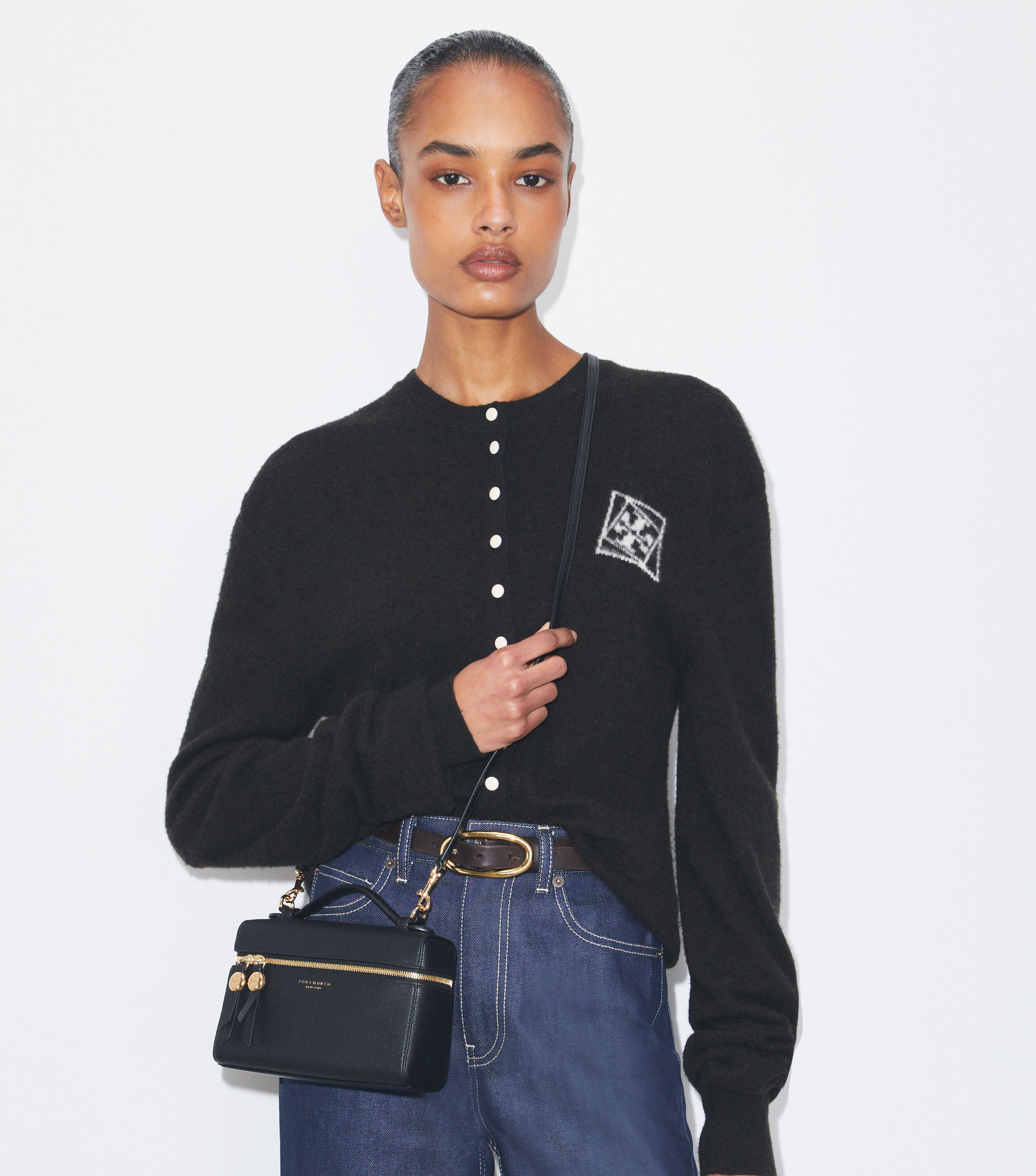 Slim Romy Top Handle Bag, Black | Tory Burch KW