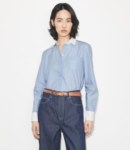 Striped Button-Down Shirt tory burch striped button down shirt