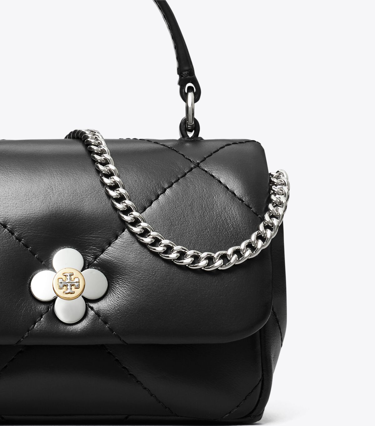 tory burch محفظة ميني كيرا سلسلة من قطع البرسيم الماسية