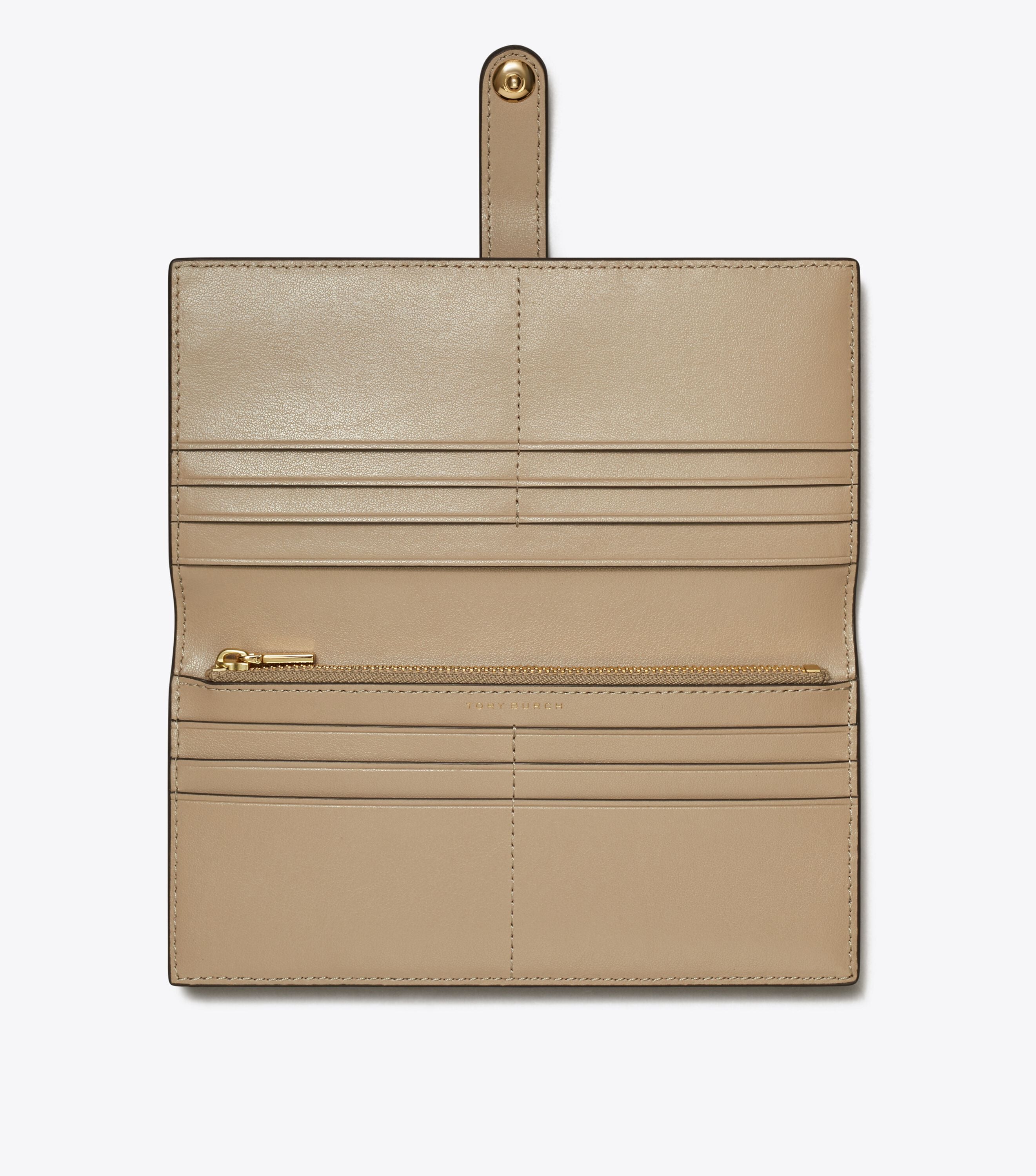 T Monogram Leather Zip Slim Wallet, Fresh Clay | Tory Burch KW