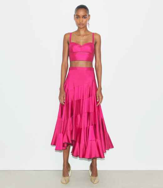 tory burch flared cotton silk skirt