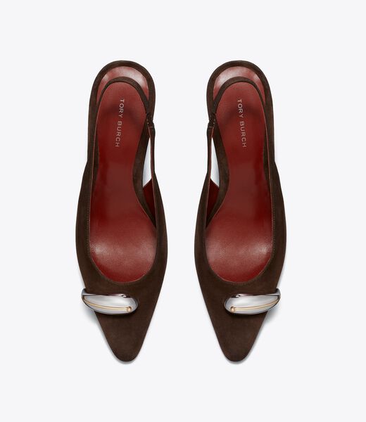 tory burch حذاء بكعب slingback بتصميم pierced