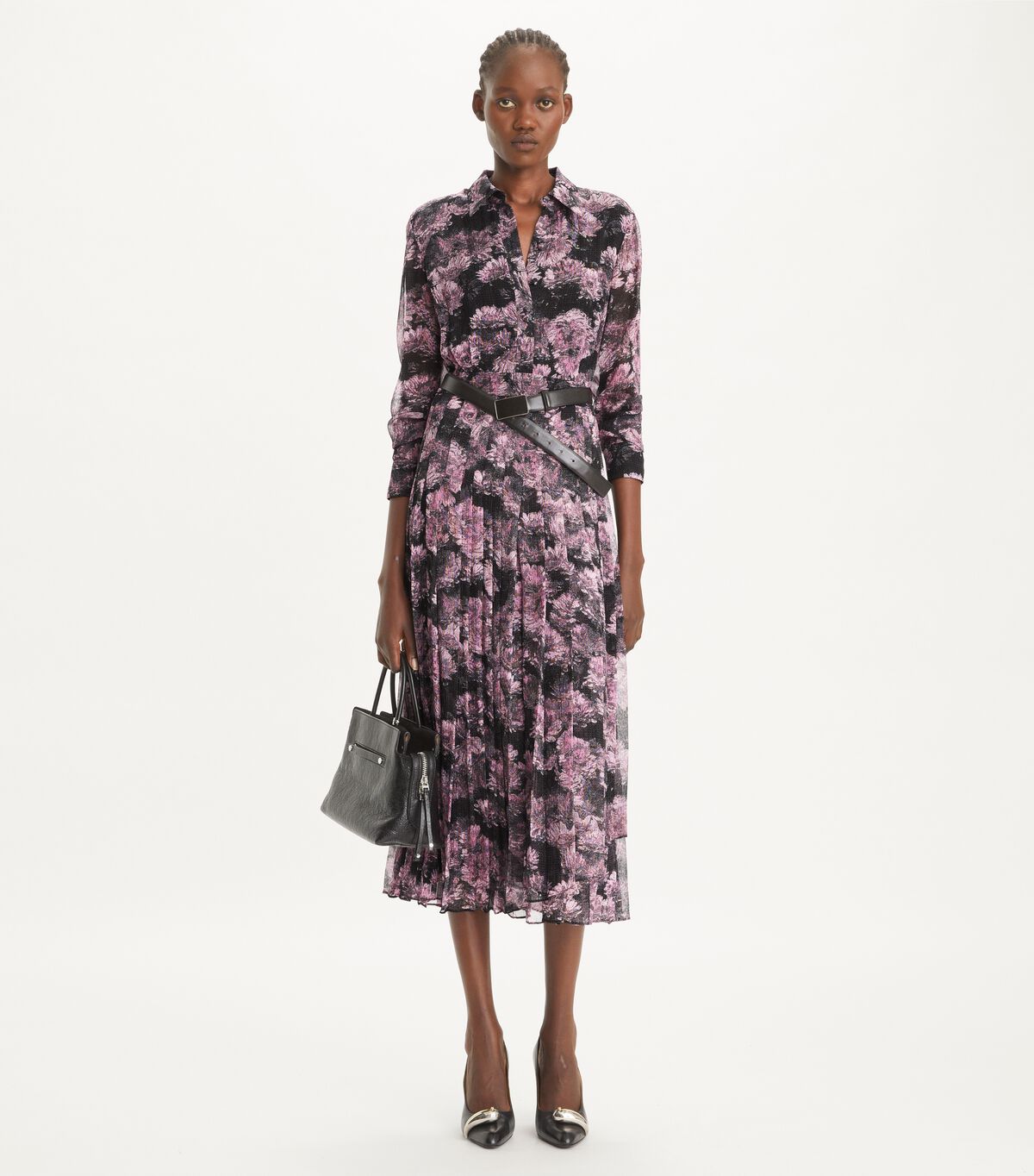 tory burch printed pleated silk dress
