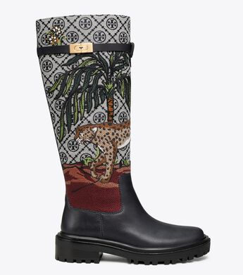 T Monogram T Hardware Embroidered Boot
