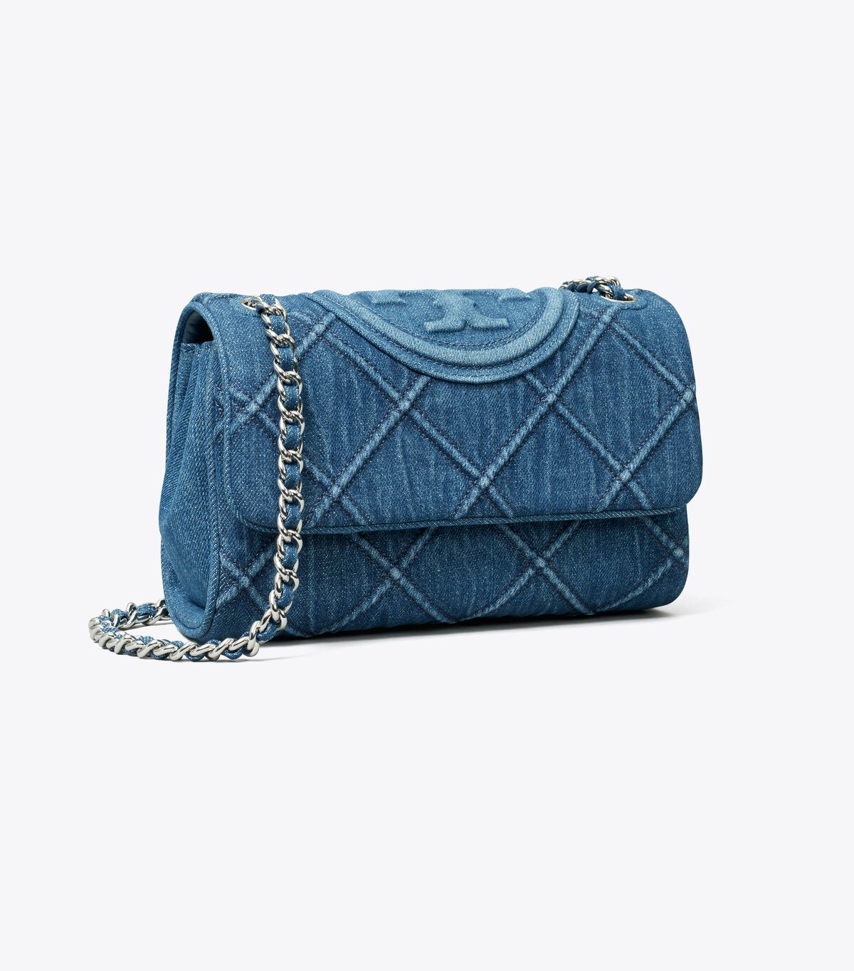 tory burch small fleming soft denim convertible shoulder bag