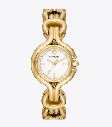 BRAIDED KNOT WATCH, GOLD-TONE STAINLESS STEEL/IVORY, 28 X 45 MM