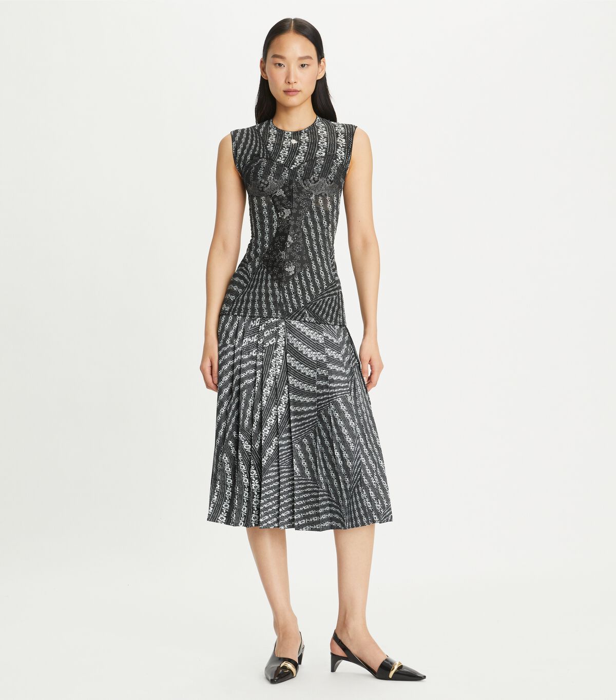 tory burch pleated silk skirt