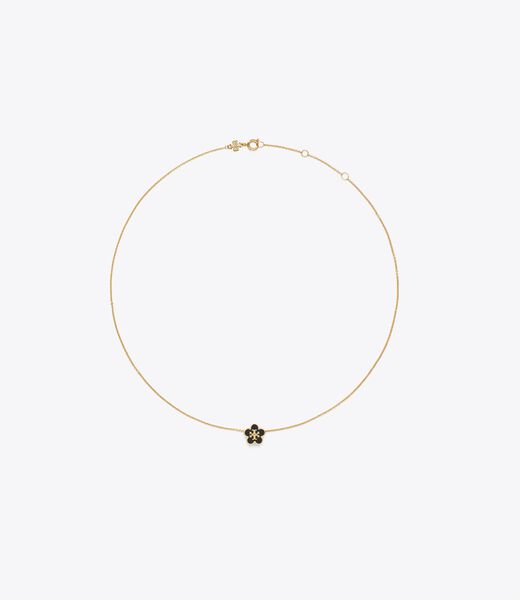 tory burch kira enamel flower pendant necklace