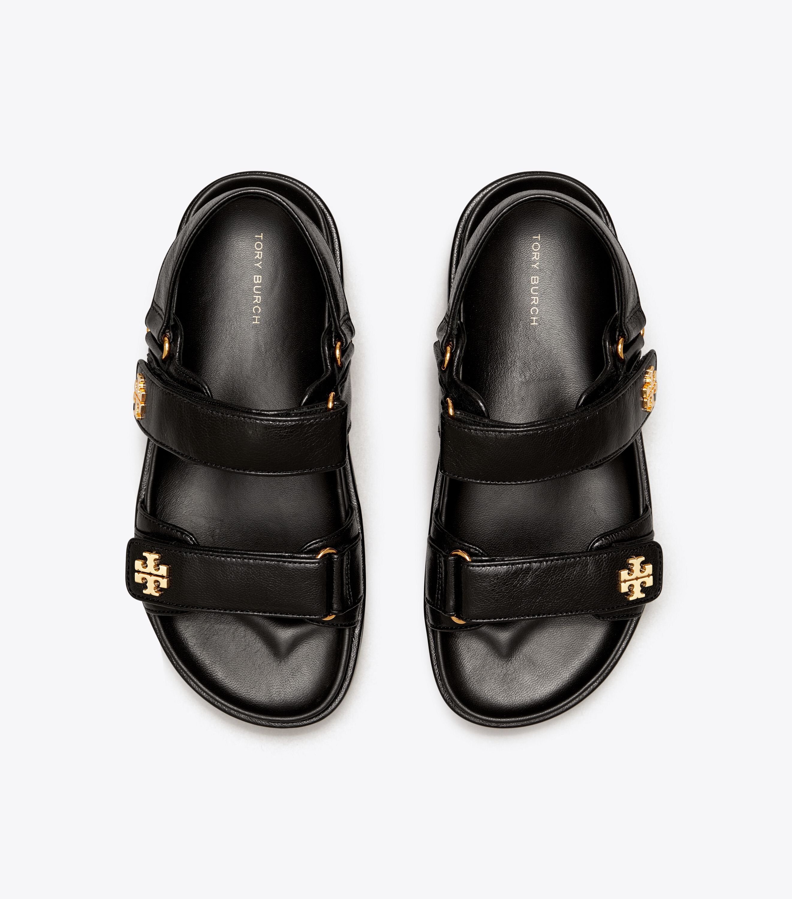Toryburch*フロントストラップ ロゴ レザースライドサンダル pierced-mule-sandal-angle.