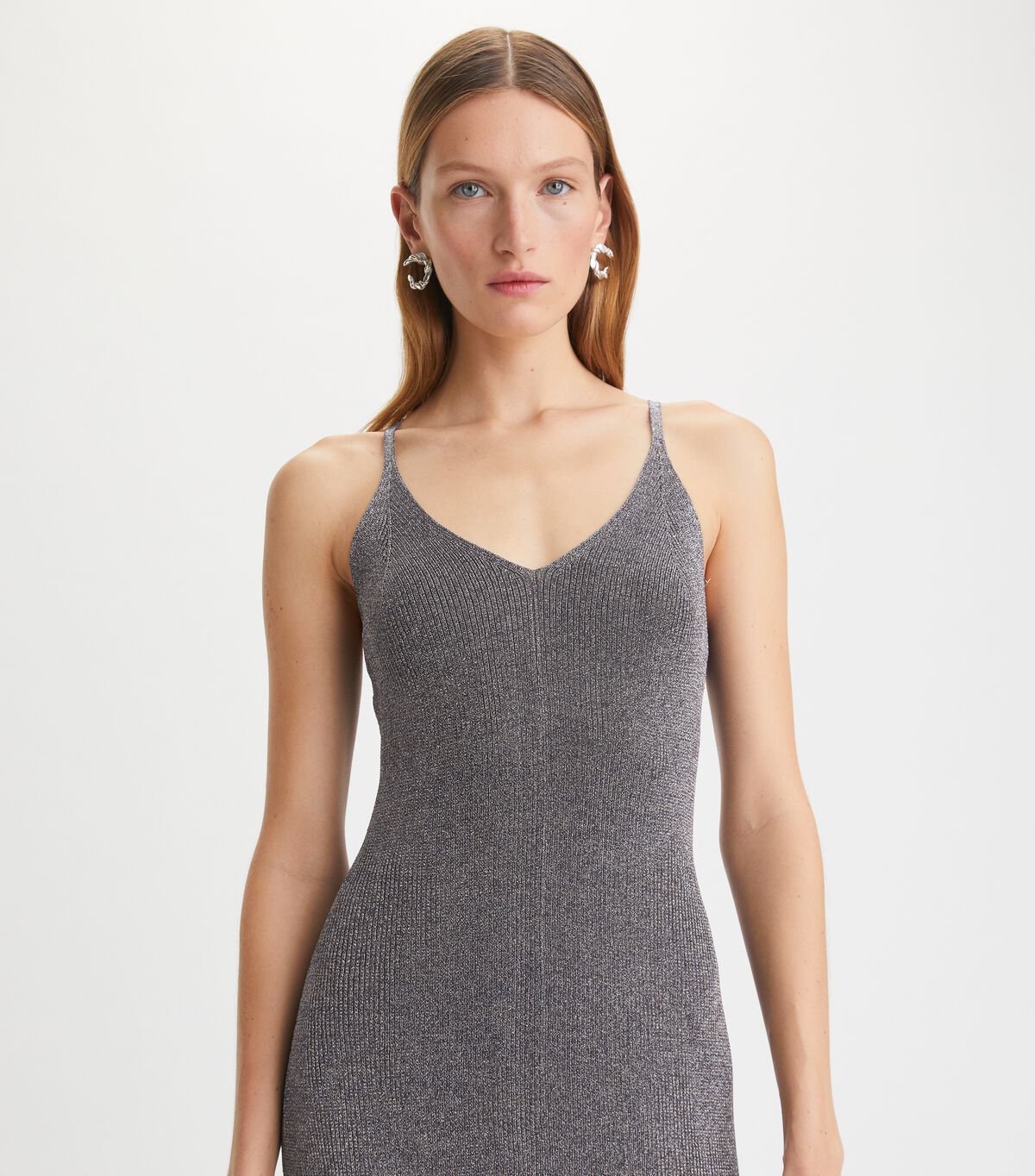 tory burch metallic knitted slip dress