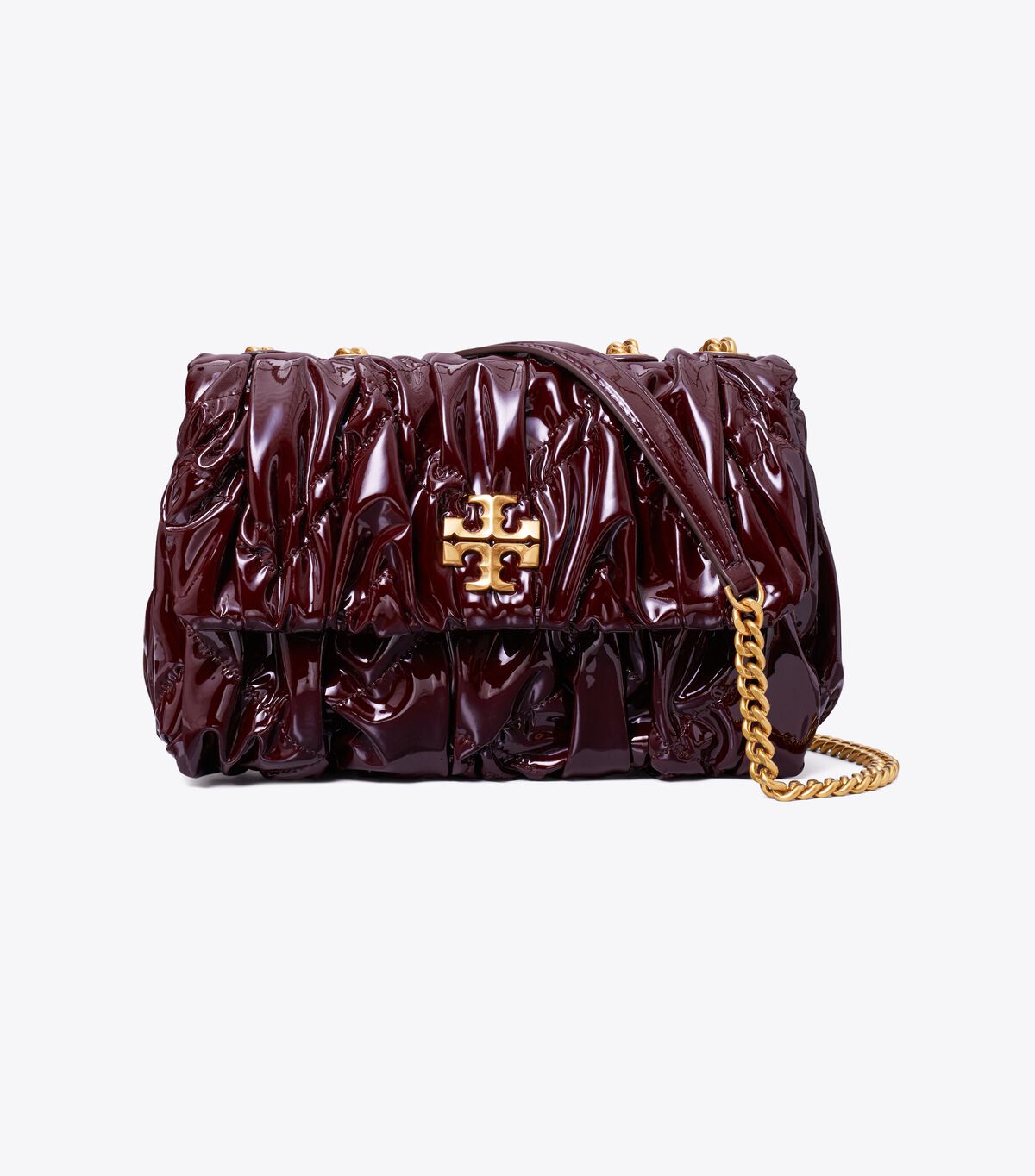 tory burch small kira patent ruched convertible shoulder bag