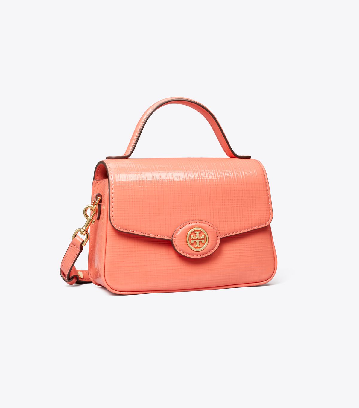 tory burch small robinson crosshatched top handle bag